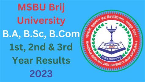 msbuexam.in result 2023|MSBU Result 2023: Know how to check Brij University BA 2nd.